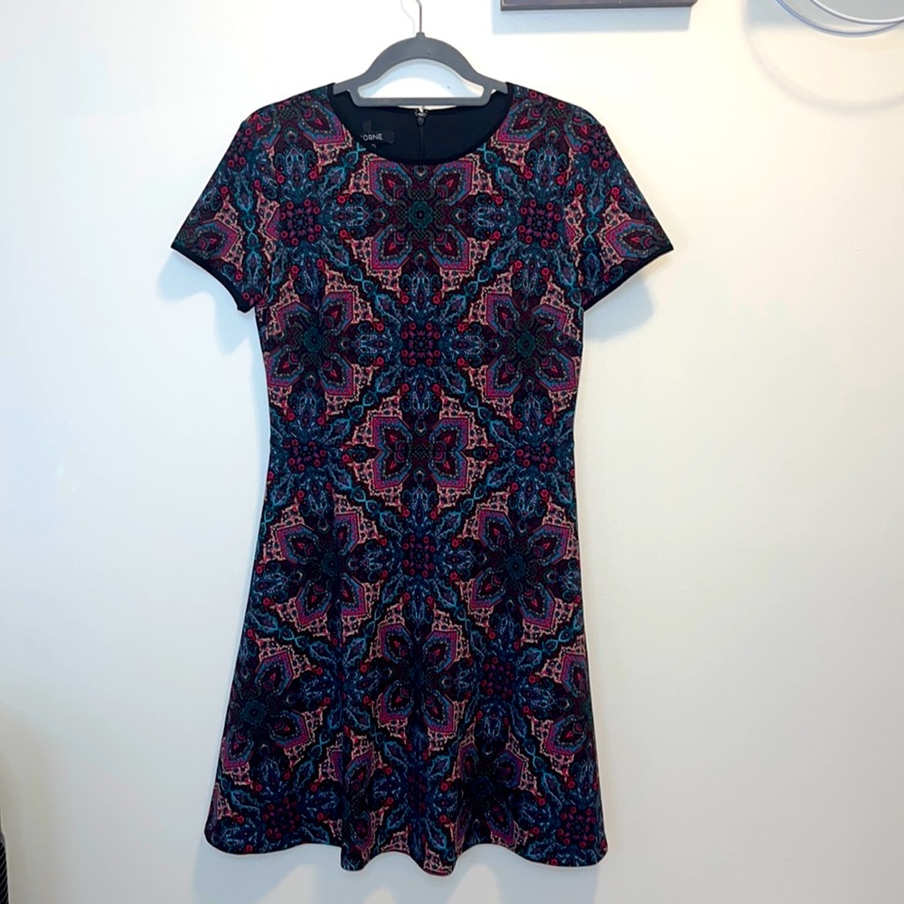 Adorne Dress Back Zip Blue Design Size 8